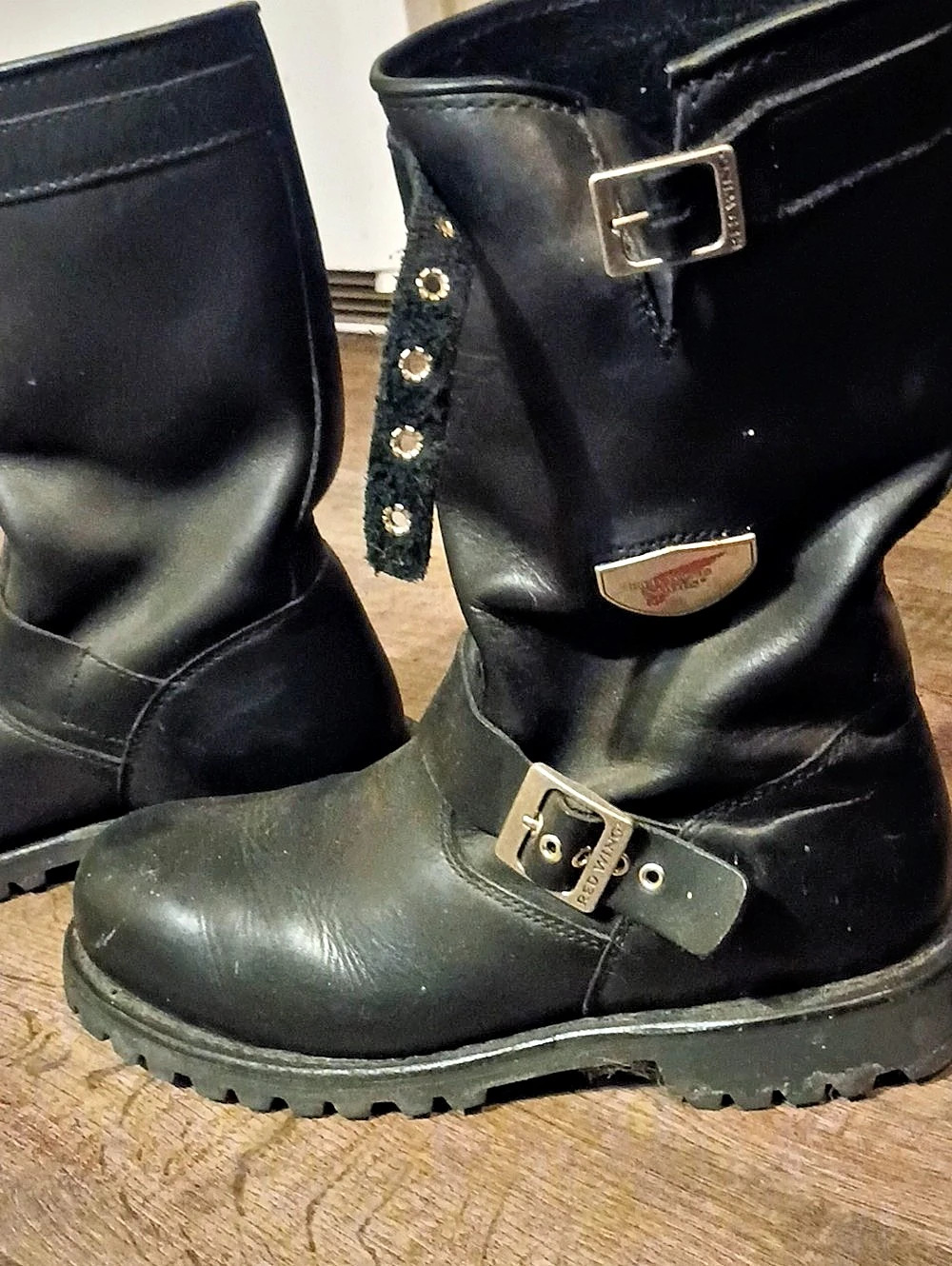 Red Wing Engineer Boot Black Buckle Combat Boots